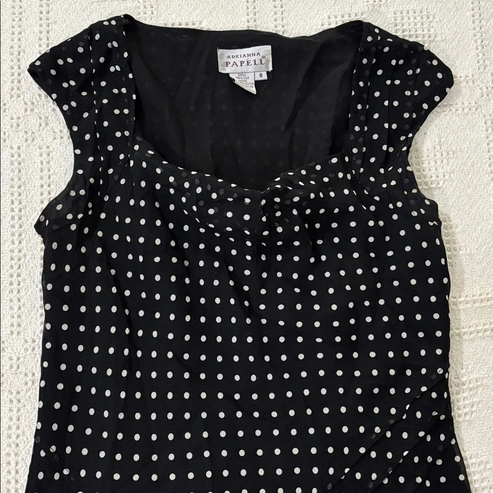 Adrianna‎ Papell Black Silk Vintage Cocktail Women's Dress Size 8 - Picture 9 of 11